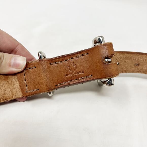 [Vintage] Jon Coloma Brown Tan Genuine Leather Belt Size Large L - Picture 5 of 5